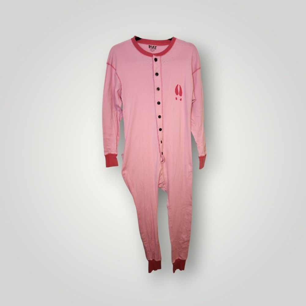 Lazy One Flap Jack Long John PJ's Button Flap Moose Caboose Pink size S